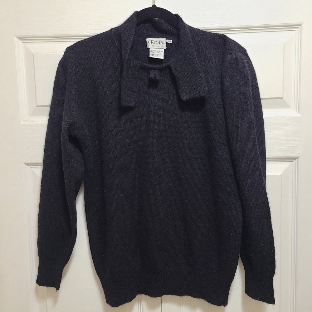 Vintage Lambswool Angora Rabbit Hair Black Sweater Size L